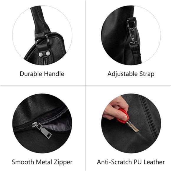 2 Pcs Tote Bag PU Leather Shoulder Bags Fashion Hobo Bags Large Purse Handbags - Picture 5 of 6